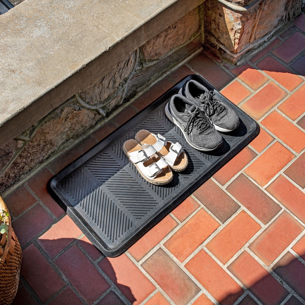 Mohawk Home Black Rubber Boot Tray Multi Purpose Utility Mat 1' 4" x 2' 8"