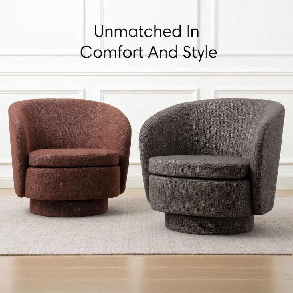 Modern Linen Swivel Barrel Accent Chair Single