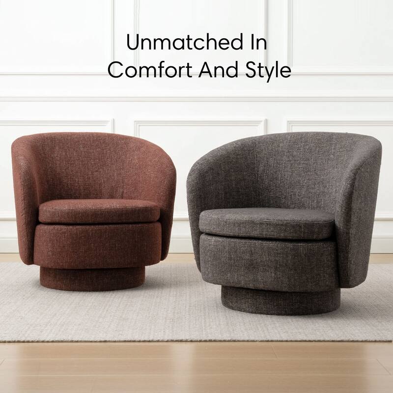 Modern Linen Swivel Barrel Accent Chair Single