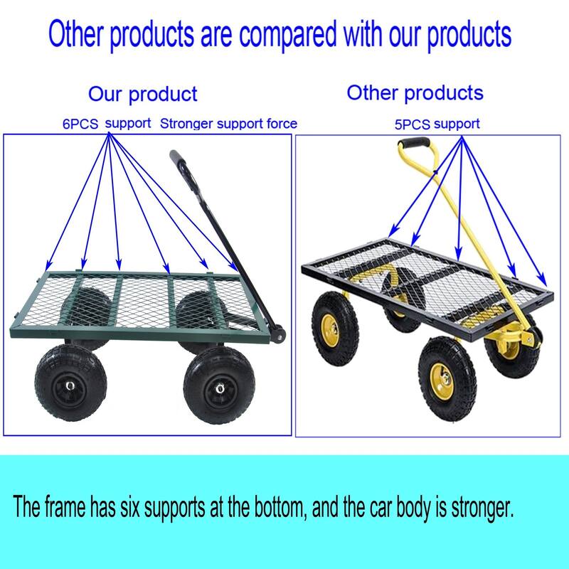 Multifunctional Garden Cart with Removable Side Panels, 550LBS Capacity