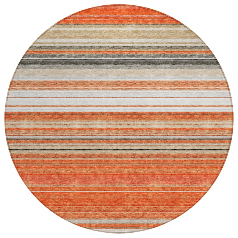 Machine Washable Indoor/ Outdoor Ombre Stripes Chantille Rug
