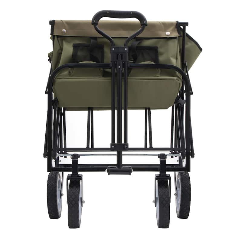 Collapsible Foldable Wagon Cart with Strapping System & 360 lb Capacity