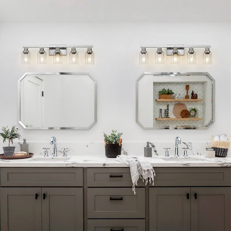 Bathroom Vanity Light With Clear Glass Shades For Vanity Mirror, Bathroom, Or Hallway
