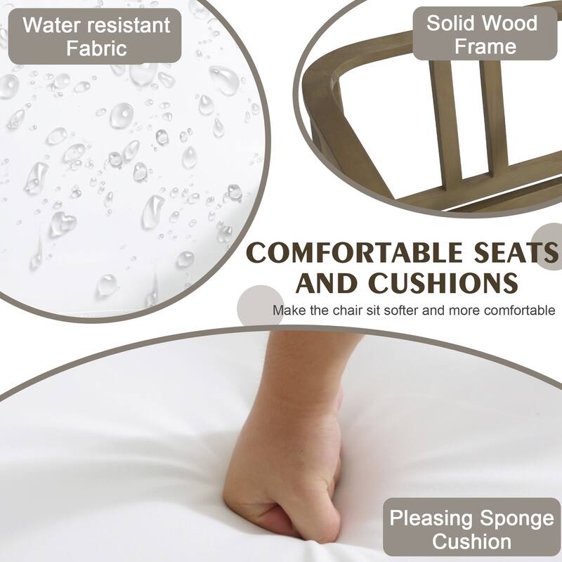 Outdoor Teak Wood Club Chairs with Cushions (Set of 2)