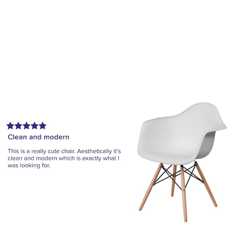 Plastic Chair with Arms and Wooden Legs