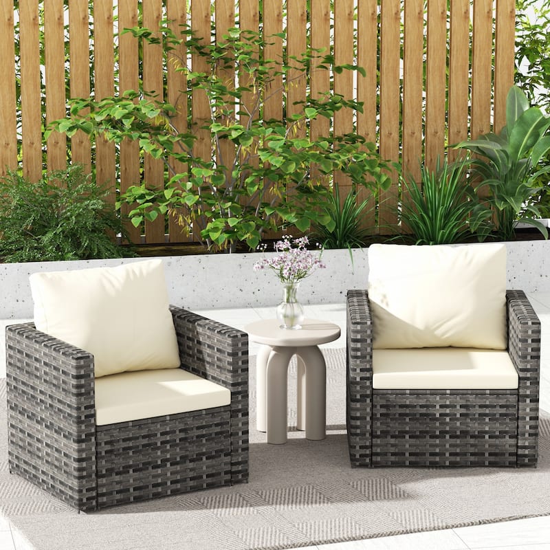 2 Person Seating Group Garden Rattan Chair - Beige