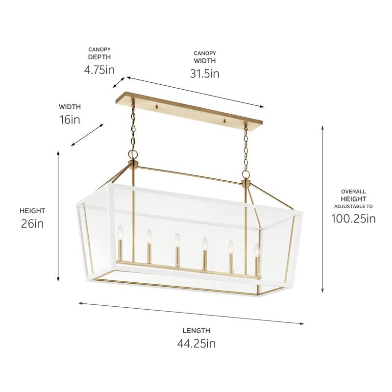 Delvin 44.25 in. 6-Light Linear Chandelier with Removable Glass