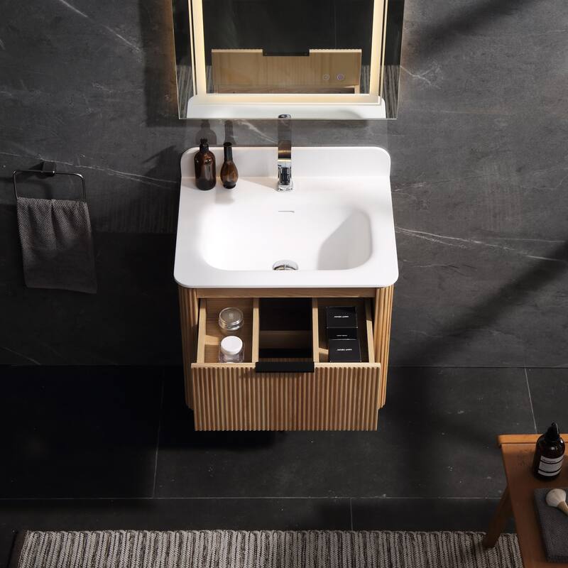 Modland 24" Wall-Mounted Bathroom Vanity with Acrylic Top Integrated Sink & Overflow