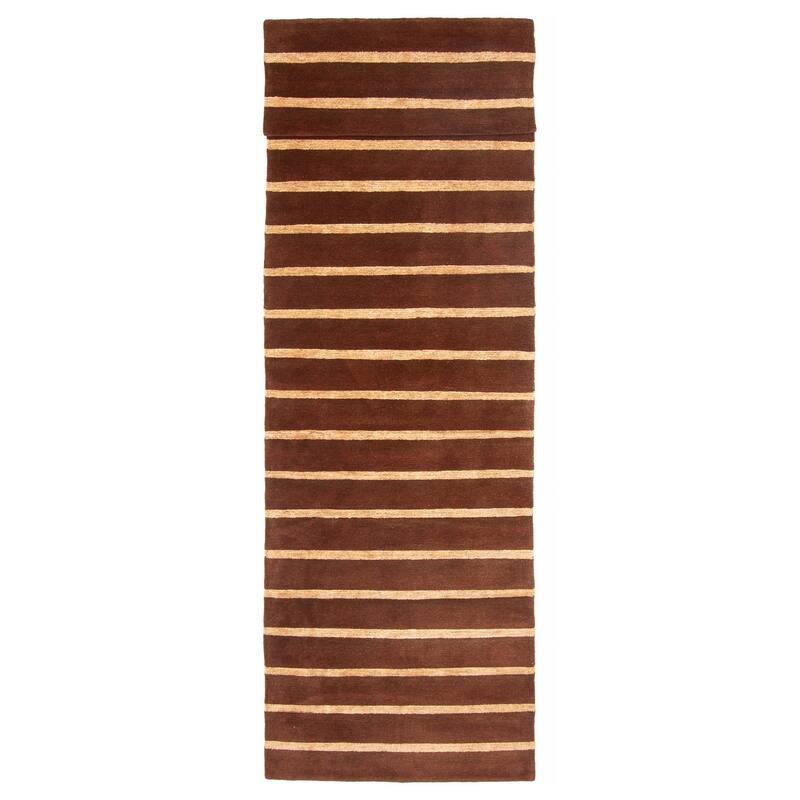 ECARPETGALLERY Hand-knotted Opulence Brown Wool Rug - 3'0 x 11'4