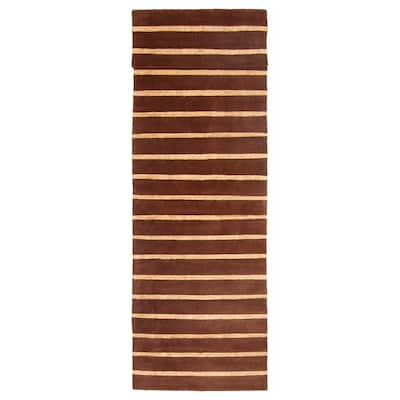 ECARPETGALLERY Hand-knotted Opulence Brown Wool Rug - 3'0 x 11'4