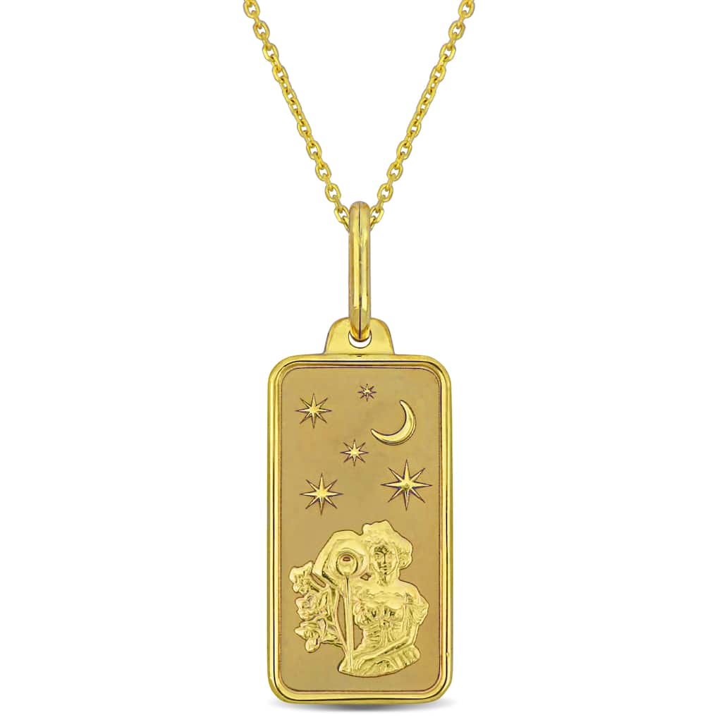 Miadora Aquarius Pendant with Chain & Spring Ring Clasp in 10K Yellow Gold