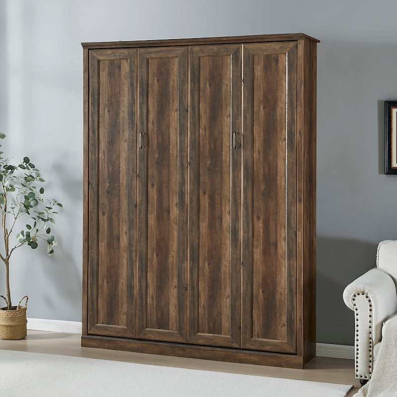 Half Self-Close and Open Murphy Bed Cabinet Space-Saving Bed