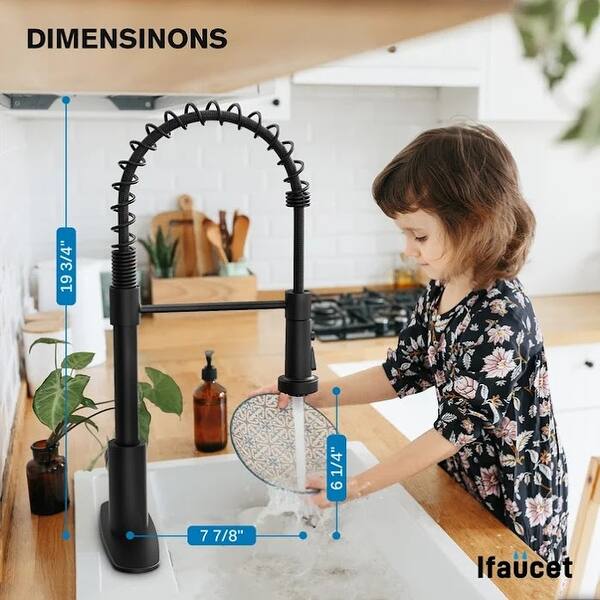 Clovis Goods Pull Down Kitchen Faucet (spring neck Matte black) Bed