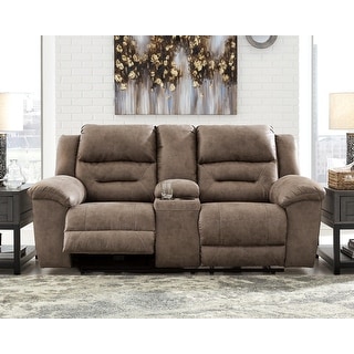 Stoneland Double Reclining Power Loveseat with Console - N/A