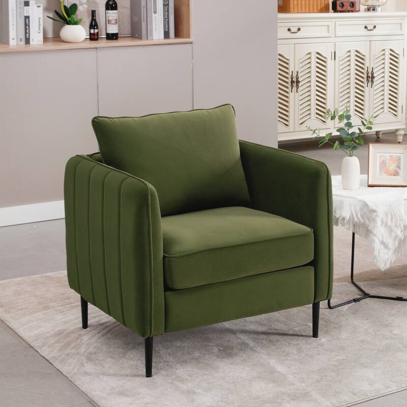 Accent Chair for Living Room, =Comfy Single Sofa Chair Mid-Century Modern Armchair - Green