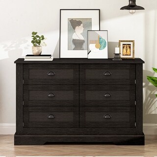 Drawer Dresser Cabinet with Silver Shell Metal Handles for Home Living,  Dark Grey - Bed Bath & Beyond - 42317590
