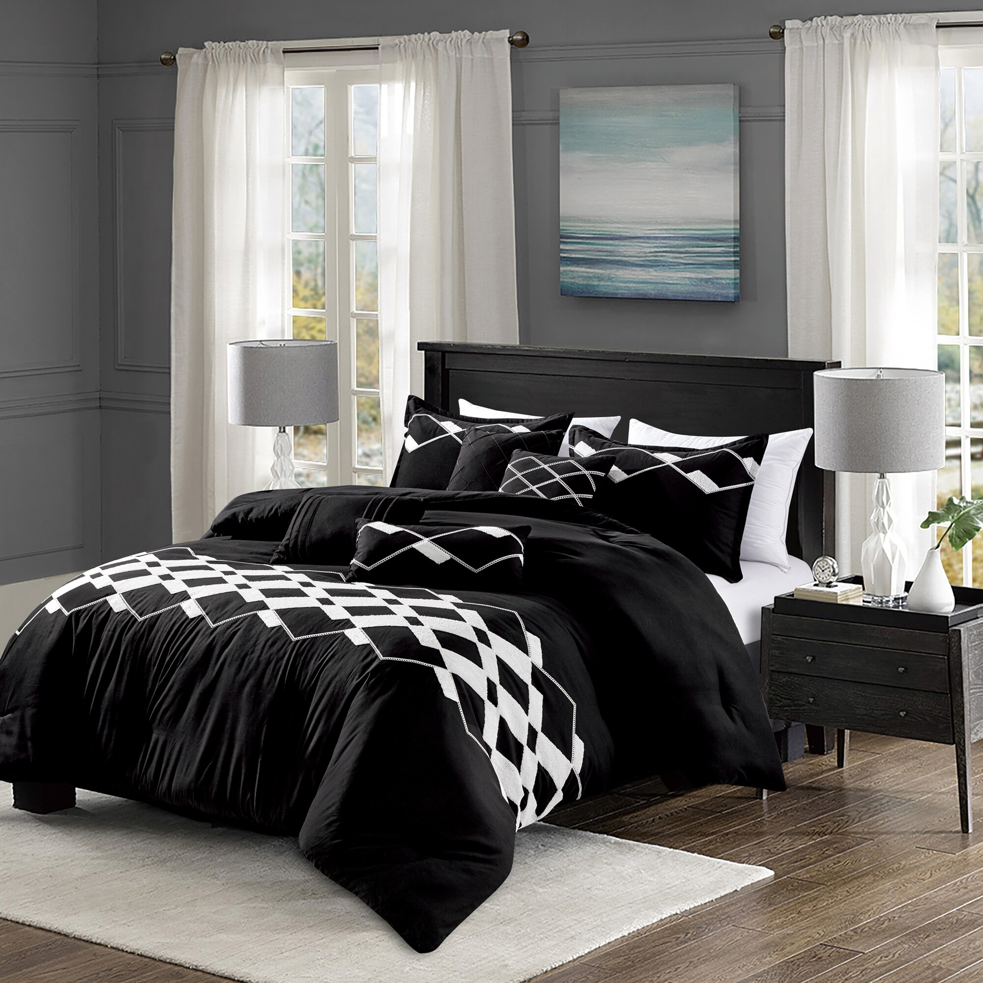 MUXHOMO 7-Piece Queen Comforter Set - Reversible Bed In A Bag With Sheets & Pillowcases