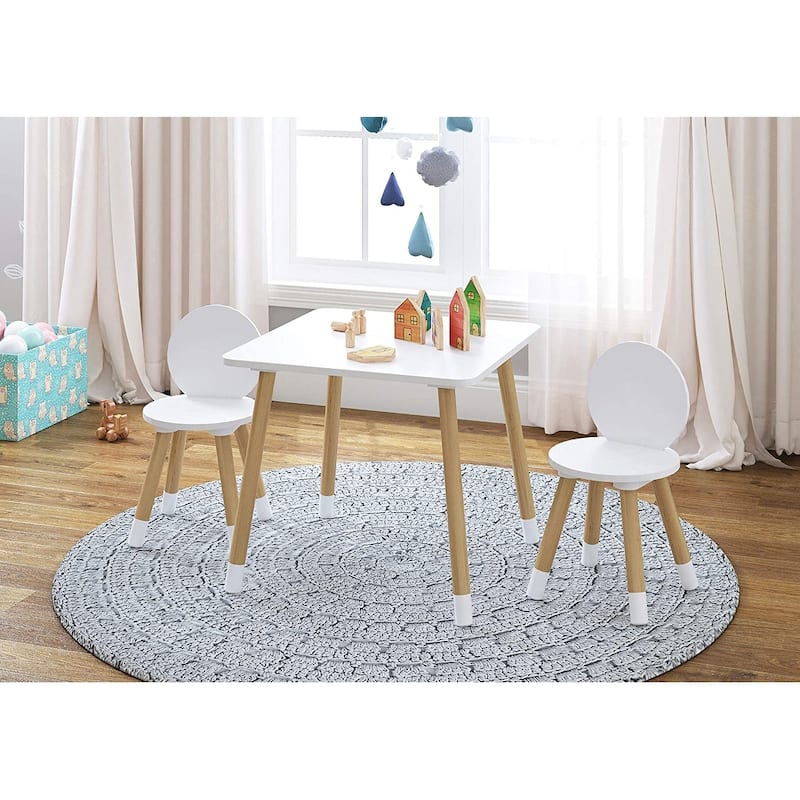 UTEX Kids Table with 2 Chairs Set for toddlers, boys, girls, 3 Piece Kiddy Table and Chairs Set, White - White