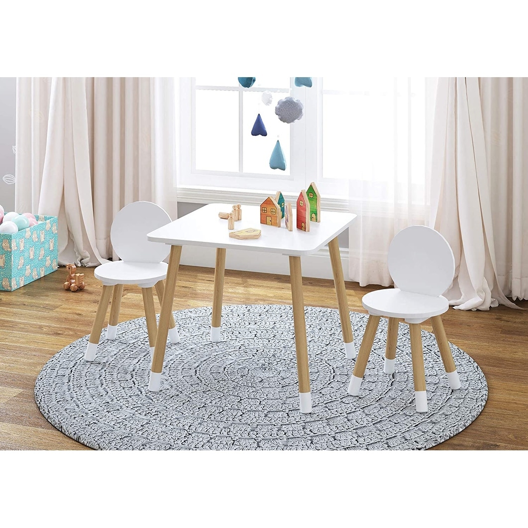 UTEX Kids Table with 2 Chairs Set for toddlers, boys, girls, 3 Piece Kiddy Table and Chairs Set, White