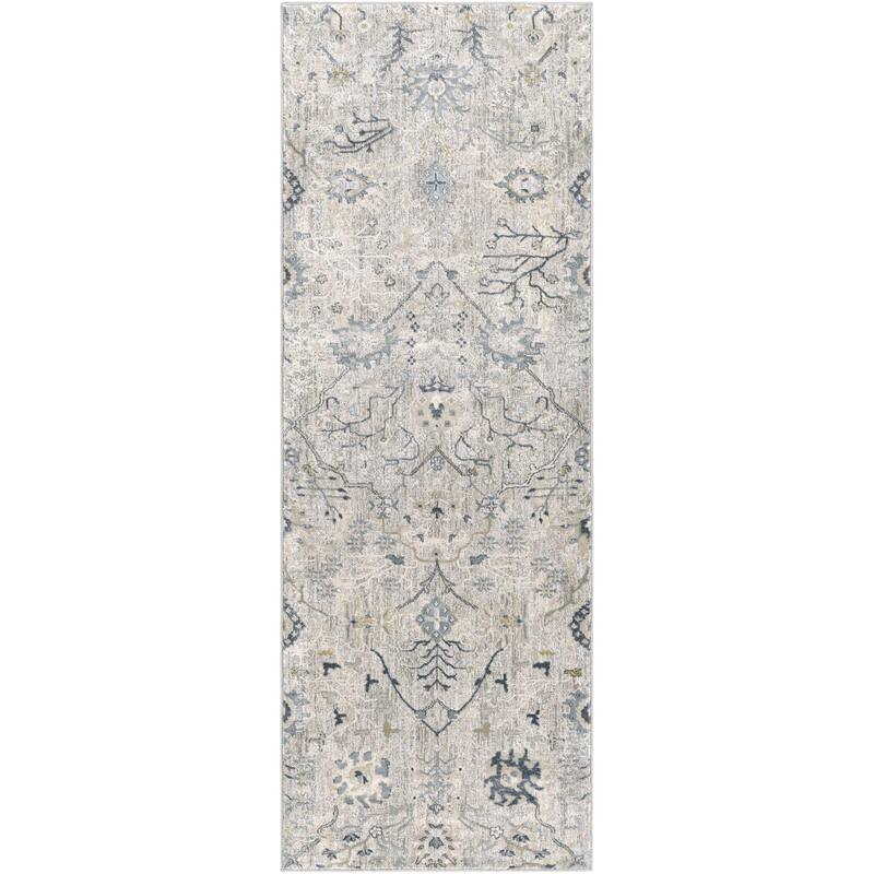 Brain Transitional Floral Area Rug - 2' 7" x 7' 3" - Ivory