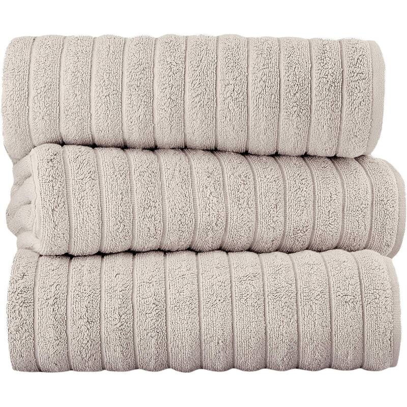 Classic Turkish Towels 100% Turkish Cotton Bath Sheets Plush Ribbed 3 Piece 40x65" - 40x65
