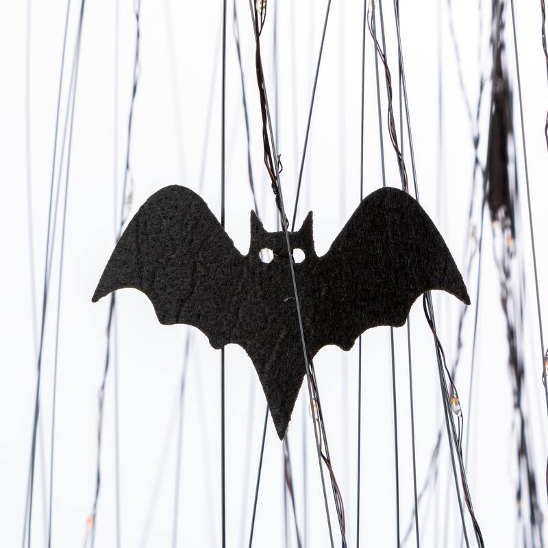 5 Foot Electric Black Willow Tree with Bats and Dual Color Lights