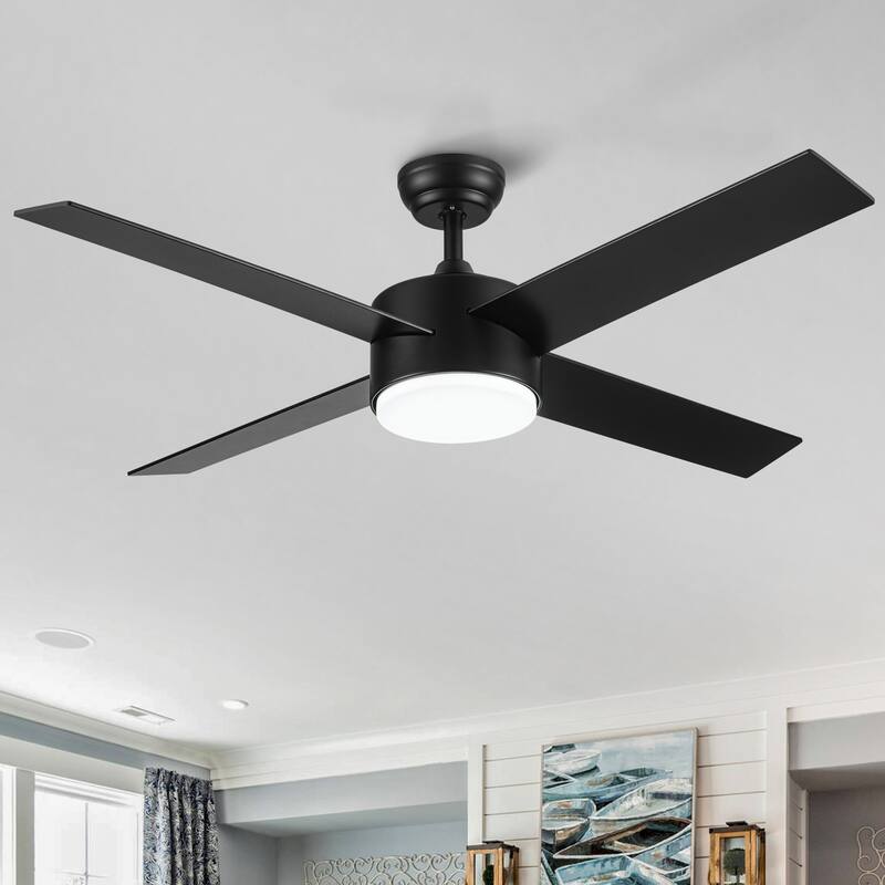 52" Integrated LED Light Ceiling Fan with Remote Control and 4 Blades
