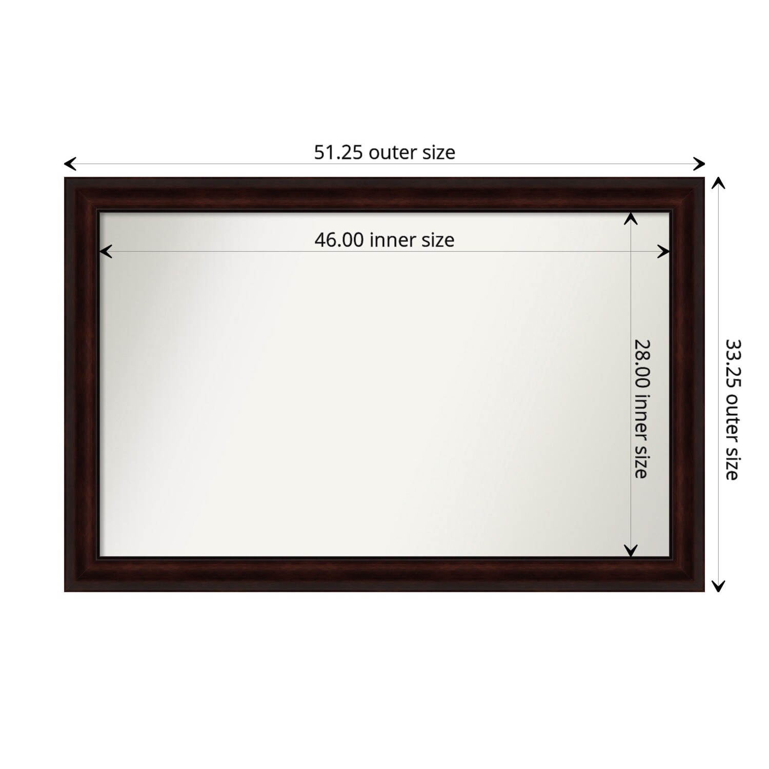 Coffee Bean Brown Framed Non-Beveled Custom Wall Mirror, Bathroom Vanity Mirror