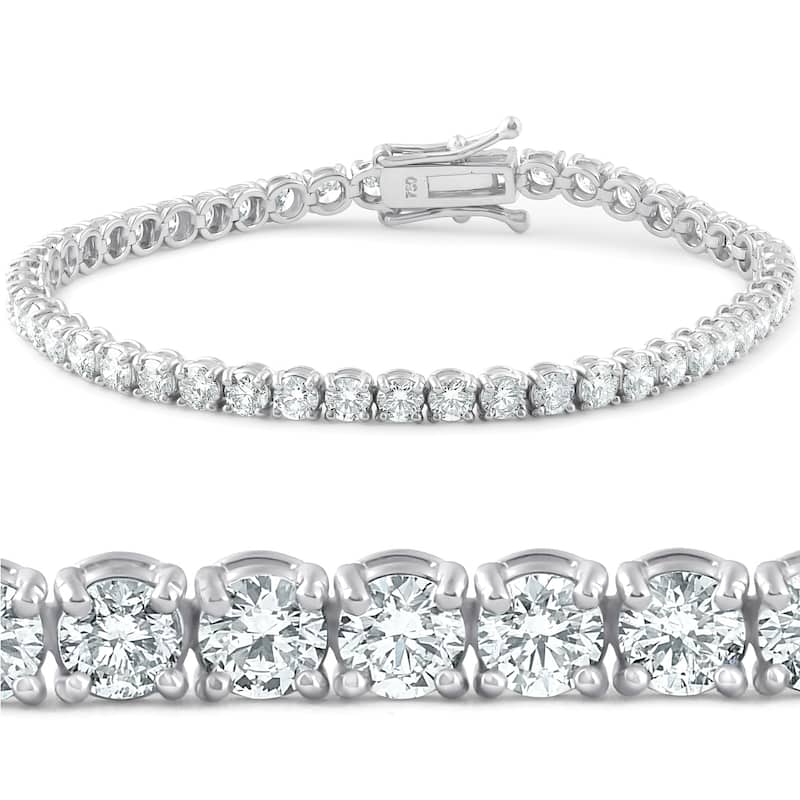 Bliss Diamond 8 TCW White Gold Round Diamond Tennis Bracelet Lab Grown