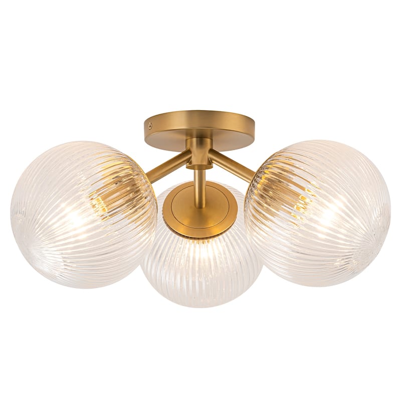 Modern 3-Light Semi Flush Mount With Opal Glass Shade