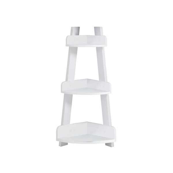 Monarch Specialties I 3438 34 Inch Tall Corner Shelving Unit White