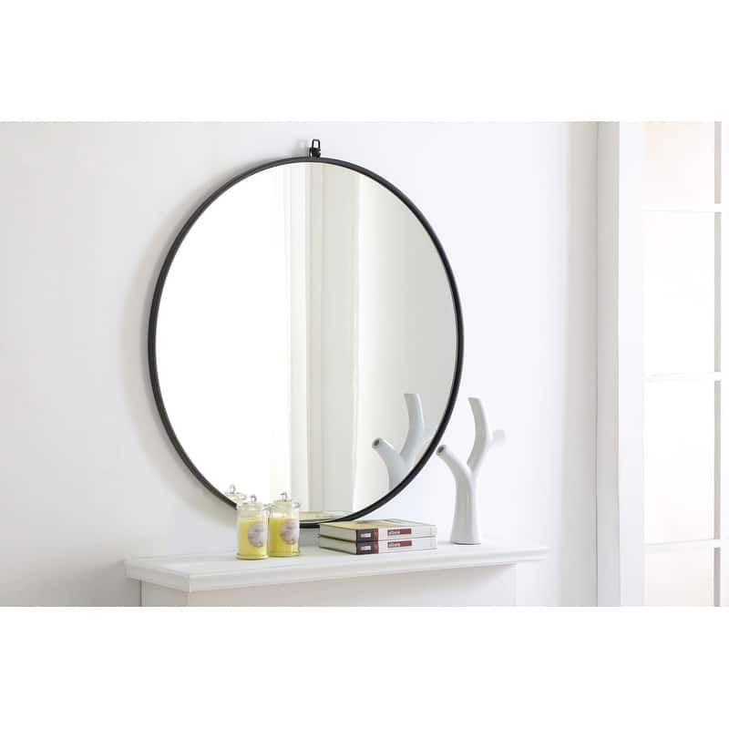 Strick & Bolton Patti Metal 36-inch Round Mirror with Decorative Hook