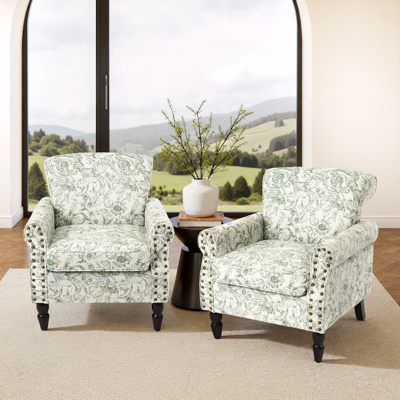 Living Room Armchair with Nailhead Trim - 29.9"W x 29.9"H x 32.9"D