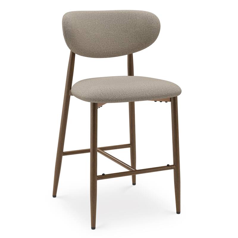 Modern Bar Stools, 25 Inch Height with Back Support & Fabric Upholstery for Home Bar