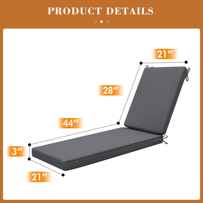 Outdoor Waterproof Chaise Lounge Cushions for Patio Furniture