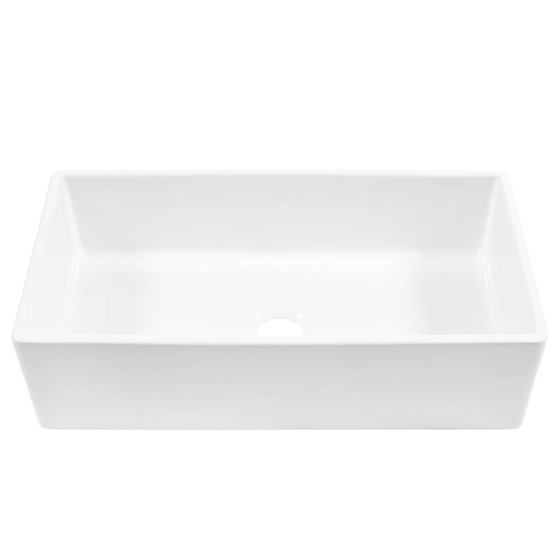 Austen Crisp White Fireclay 36" Farmhouse Apron Front Undermount Single Bowl Kitchen Sink with Pfirst Faucet Kit