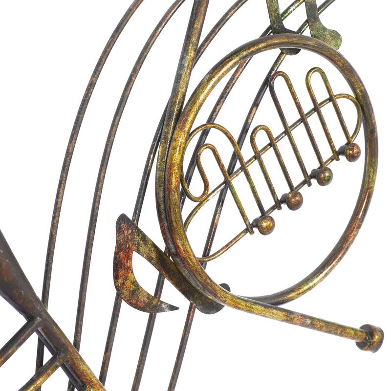 Metal Musical Notes Home Wall Decor with Trumpets - Brown - Roche River Decor