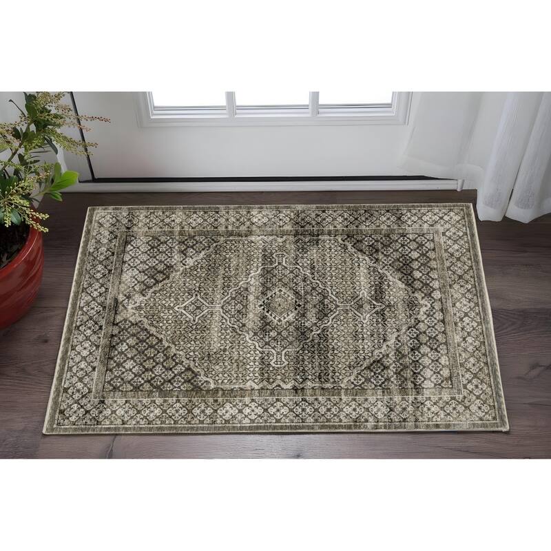 HomeRootsMedallion Traditional Rectangle Area Rug - 60.24' X '39.37' X '0.32