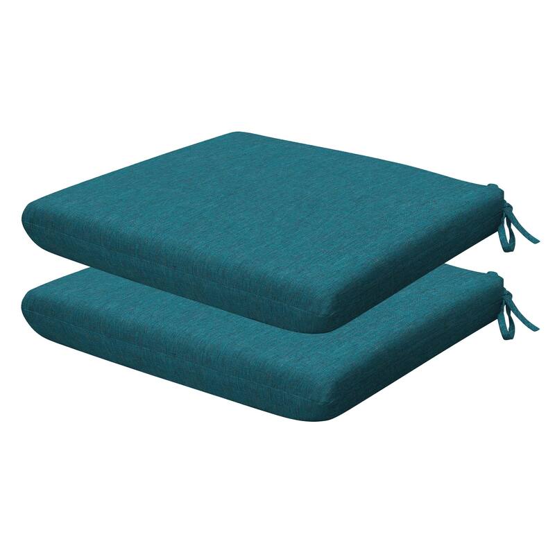 Outdoor Universal Seat Cushion (2-Pack) - 18" wide x 17.5" deep x 2.5" thick - Textured Solid Teal
