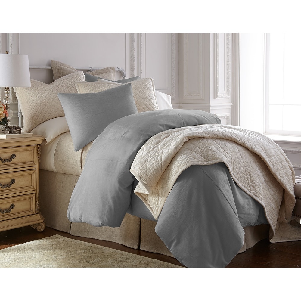 Lia Rayon Velvet Duvet Covoer, Limestone, King