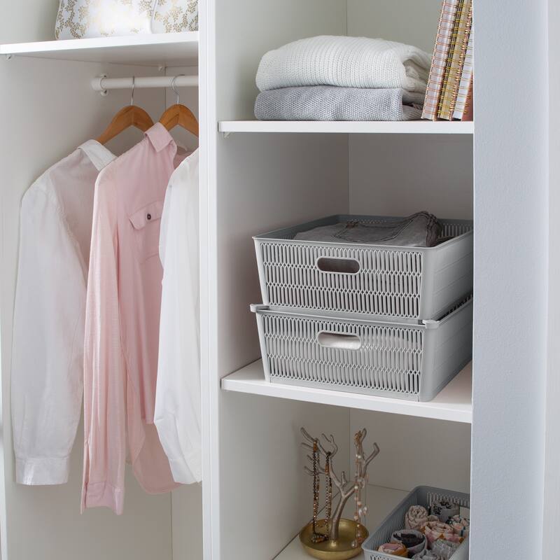 Simplify 4 Pack Slide 2 Stack It Storage Tote Baskets