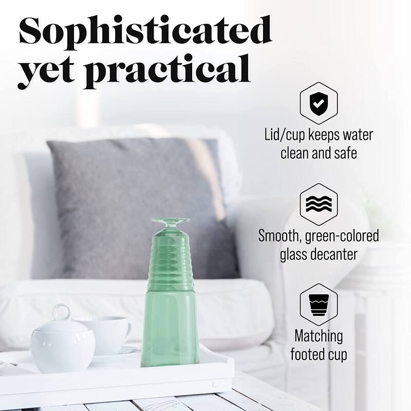 American Atelier Bedside Water Carafe with Footed Glass/Lid