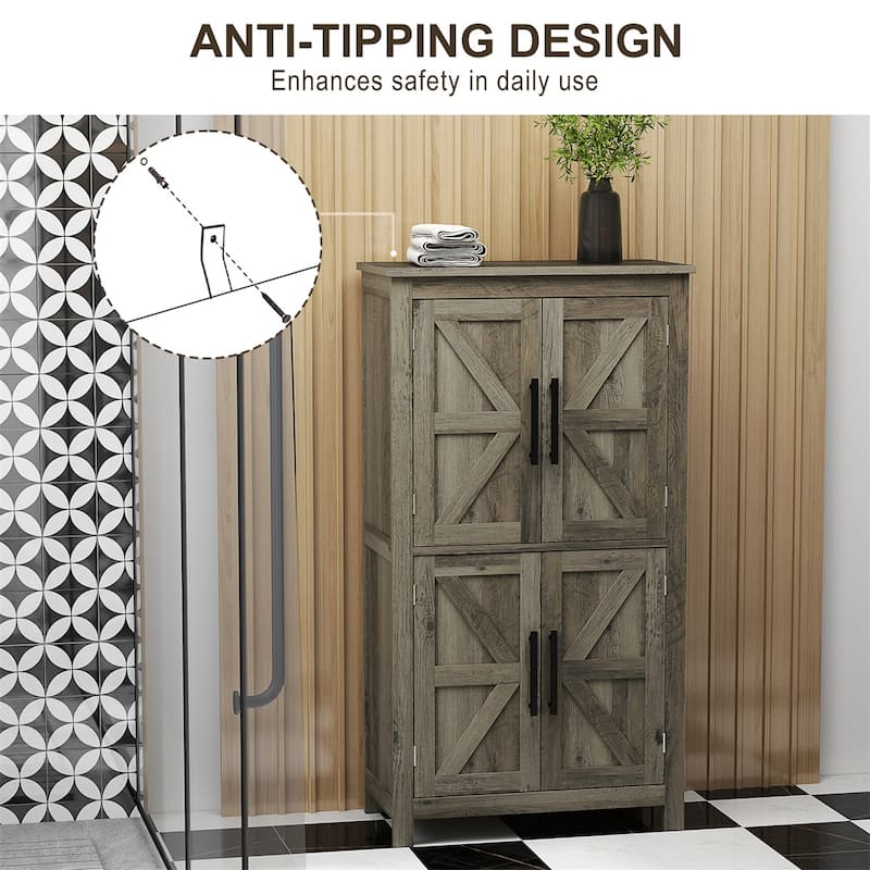 MDF Bathroom Cabinet with Four-Tier Shelves and Adjustable Storage and Protective Foot Pads - 23.6" L x 11.8" W x 43.3" H