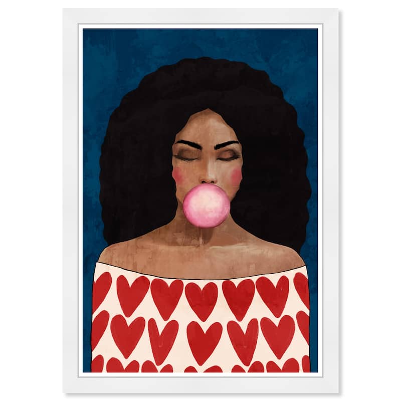 Wynwood Studio Prints Fashion and Glam I love bubblegum Red and Dark Blue Modern & Contemporary Wall Art Canvas Print
