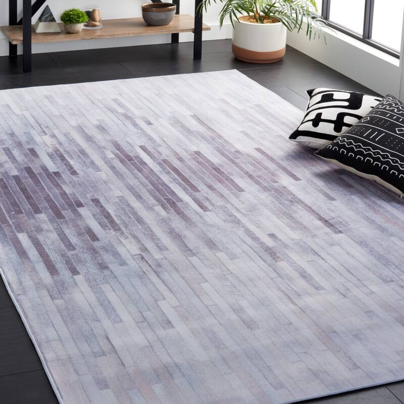 SAFAVIEH Faux Hide Machine Washable Slip Resistant Tzela Modern - 8' x 10' - Ivory/Light Grey - Rectangle