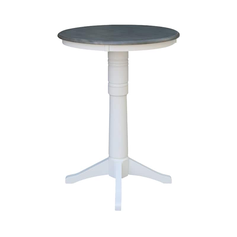 30" Round Top Pedestal Table - White/Heather Gray - N/A