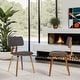 preview thumbnail 1 of 7, Carson Carrington Ladeplads Mid-century Modern Wood & Upholstered Dining Chair Single - Charcoal & Walnut