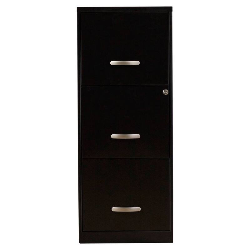 White Metal 3-Drawer Vertical Filing Cabinet with Lock and Glide