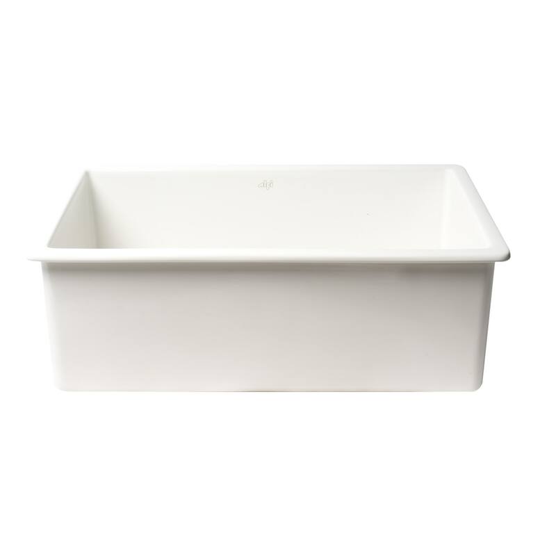ALFI brand ABF3018UD-W White 30" x 18" Fireclay Undermount / Drop In Fireclay Kitchen Sink