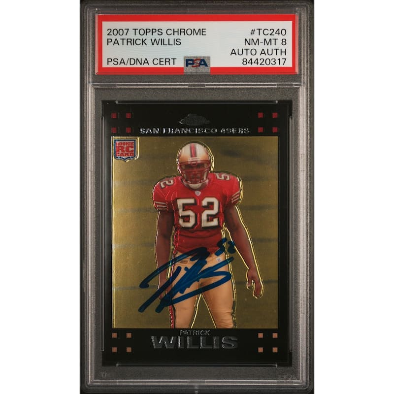 Patrick Willis 2007 Topps Chrome Football Rookie Card #TC240 Auto Graded PSA 8 - 8'6" x 11'6"